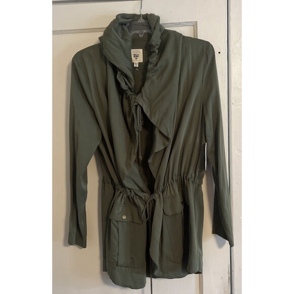 Billabong Jacket Women's Size Large Military Olive Green Hooded Pockets Open - Picture 1 of 12
